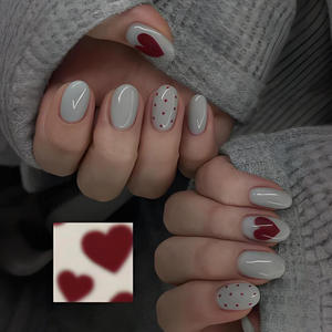 Venta al por Mayor de 24 Uñas <span class=keywords><strong>Postizas</strong></span> <span class=keywords><strong>Cortas</strong></span> Tipo Ataúd, Uñas Falsas Naturales y Elegantes Color Rojo Rosa, Uñas <span class=keywords><strong>Postizas</strong></span> Personalizadas - Product Image 4