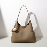 Sac Hobo en Cuir Véritable Grande Capacité, Sac Fourre-tout Souple à Bandoulière, Sac à Main Élégant avec Poignée Tressée, Sac de Shopping pour Femme – Vente en Gros