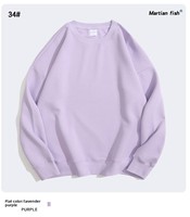Sweat-shirt unisexe 300g 100% Coton respirant, sain, couleur unie, col rond, épaules tombantes, sans doublure, coupe ample et décontractée, automne