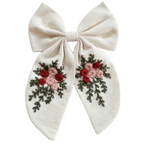 Lazo Floral Vintage, Proveedor Mayorista OEM para Decoración de Tela, Lazo de Tela Bordado a Mano, Accesorios para el Cabello - Product Image 1