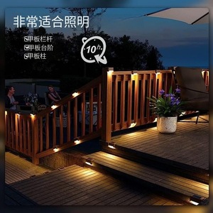 <b>Solar</b> <b>Deck</b> Rail Lights Outdoor Stair Step <b>Lighting</b> Waterproof LED Fence Yard Decor Light Wall Mount With Light Sensor - Product Image 1