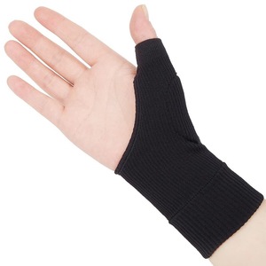 Wrist Support Knitted <b>Thumb</b> <b>Protector</b> Elastic Breathable Half Finger Sleeve For Basketball General Use Black Size S L XL - Product Image 5