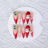 Fabricant OEM ODM – Faux ongles longs à talon aiguille, à presser, en acrylique, motif fleur 3D, couvrance totale, vente en gros, logo personnalisé pour salons