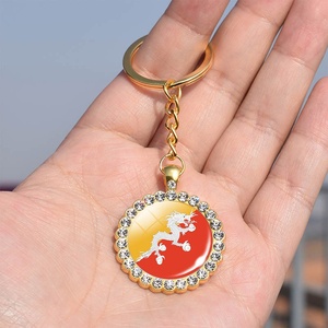 Porte-clés Souvenir de Chine, Afghanistan, Inde, Pakistan, Corée, Israël, Arabie Saoudite, Japon, Qatar, avec drapeau en strass doré - Product Image 4