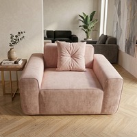 Zeitgenössisches 2-Sitzer-Sofa, geradlinig, mit breiten Armlehnen, schlichtes, solides Sofa für die Dekoration des Familienwohnzimmers