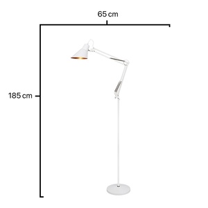 Lámpara de pie E27 con acabado blanco y niquel, ideal para iluminar espacios y decorar salones o rincones. - Product Image 2