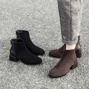 겨울 새로운 영국 스타일 부츠 첼시 야생 짧은 부츠 캐주얼 두꺼운 뒤꿈치 부츠 여성 신발