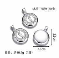 Pendentif rond en cuivre plaqué or 18 carats avec statue de saint, accessoire pendentif plaque de saint en forme de figure humaine sertie de zircone