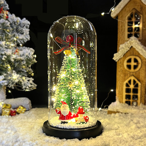 Cadeaux, dôme en verre transparent avec lumières LED de Noël, cloche en verre avec base pour la décoration de Noël, fournitures de fête - Product Image 4