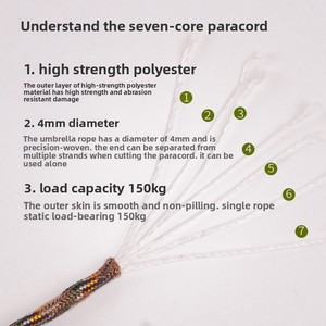 <span class=keywords><strong>Cuerda</strong></span> <span class=keywords><strong>de</strong></span> escalada <span class=keywords><strong>de</strong></span> 7 hilos para exteriores <span class=keywords><strong>de</strong></span> 100m, pulsera <span class=keywords><strong>de</strong></span> <span class=keywords><strong>paracaidista</strong></span> <span class=keywords><strong>de</strong></span> línea <span class=keywords><strong>de</strong></span> 4mm, <span class=keywords><strong>cuerda</strong></span> <span class=keywords><strong>de</strong></span> supervivencia <span class=keywords><strong>de</strong></span> seguridad tejida a mano para senderismo - Product Image 6