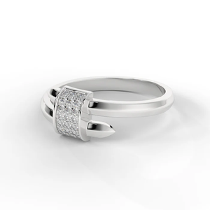 Bague Danta Gems Pivot Band contemporaine à double structure en argent sterling plaqué or blanc 18 carats avec accent de diamant de laboratoire créé - Product Image 2