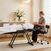 Table de massage hydraulique réglable en aluminium avec appui-tête intégré, chaise de salon portable, tabouret inclinable à 180° avec repose-jambes haute densité