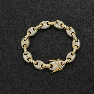 Cuban <b>Bracelet</b> 12mm Pig Nose <b>Bracelet</b>, Hip Hop Full Zirconium Men's Necklace Tanjing Fashion Lijing Necklace - Product Image 2