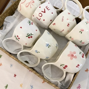 Ins làm bằng tay cốc cà phê gốm vẽ tay thiết kế độc đáo không thường xuyên Cốc gốm có tay cầm lớn cho bữa sáng - Product Image 2