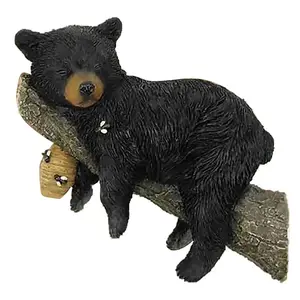 Bear Napping Hanging Out in A Tree Sculpture Modern Modern Style Resin Animal Figurine Creative Art Ornament Craft for Gifts