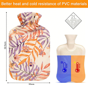 Housse de bouteille d'eau chaude 2L en polaire douce, anti-brûlure, amovible et lavable pour sac d'eau en caoutchouc, chauffe-jambes d'hiver, logo personnalisé OEM - Product Image 2