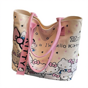 Bolsa Tote Grande y Bonita para Mujer, Diseño de Dibujos Animados a la Moda, Versátil, de un Solo Hombro, con Cierre de Cremallera, de Lona - Product Image 1