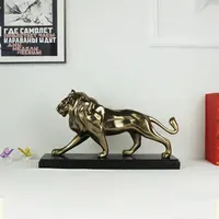 Ev dekor hayvan sanat heykel koleksiyonu kapalı süsler el-oyma aslan bronz heykeli