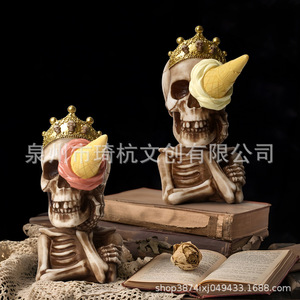 Figura de Calavera de Helado, Artesanía de Resina, Decoración de Halloween, Adorno de Escritorio Interior, Regalo Hecho a Mano - Product Image 3