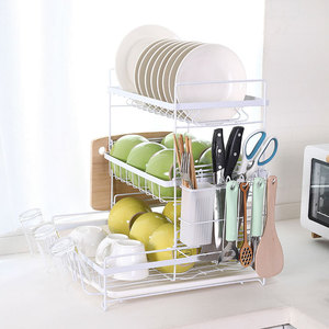 Multi-layer Stainless Steel Kitchen Storage Dish Bowl Plate Organizer Rack Two Three Tier Dish Drying Rack