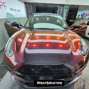 WRAPMASTER 1.52*17m PET Film de protection de peinture automobile <span class=keywords><strong>noir</strong></span> rouge brillant effet nuit pour véhicules - Product Image 1
