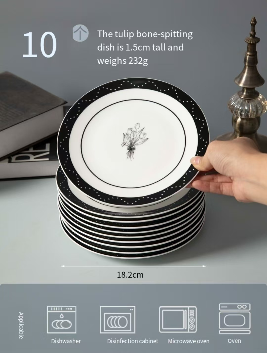Assiette tulipe noire