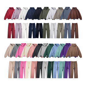 Ensemble de survêtement personnalisé en molleton 2 pièces 350G coton polyester avec impression en relief pour hommes – Sweat à capuche et pantalon de jogging - Product Image 1