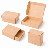 Boîte d'expédition en papier kraft ondulé de couleur abricot clair avec logo personnalisé imprimé en gros, motif de ligne ondulée, emballage cadeau