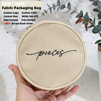 Pochette de rangement cylindrique en toile personnalisée avec logo brodé pour accessoires de soin de la peau, accessoires capillaires, lunettes, sac de voyage zippé en toile écologique