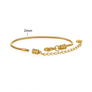Bracciale a catena a serpente in acciaio inossidabile placcato oro 18K HP417, bracciale con ciondoli scorrevoli Pandora, catena impermeabile da 2mm 3mm per fai da te e perline - Product Image 6
