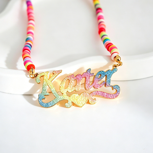 Collana Personalizzata con Nome Colorato, Ciondolo con Nome Sfumato Arcobaleno, Catena con Perline Carine <span class=keywords><strong>per</strong></span> <span class=keywords><strong>Bambine</strong></span> - Product Image 5