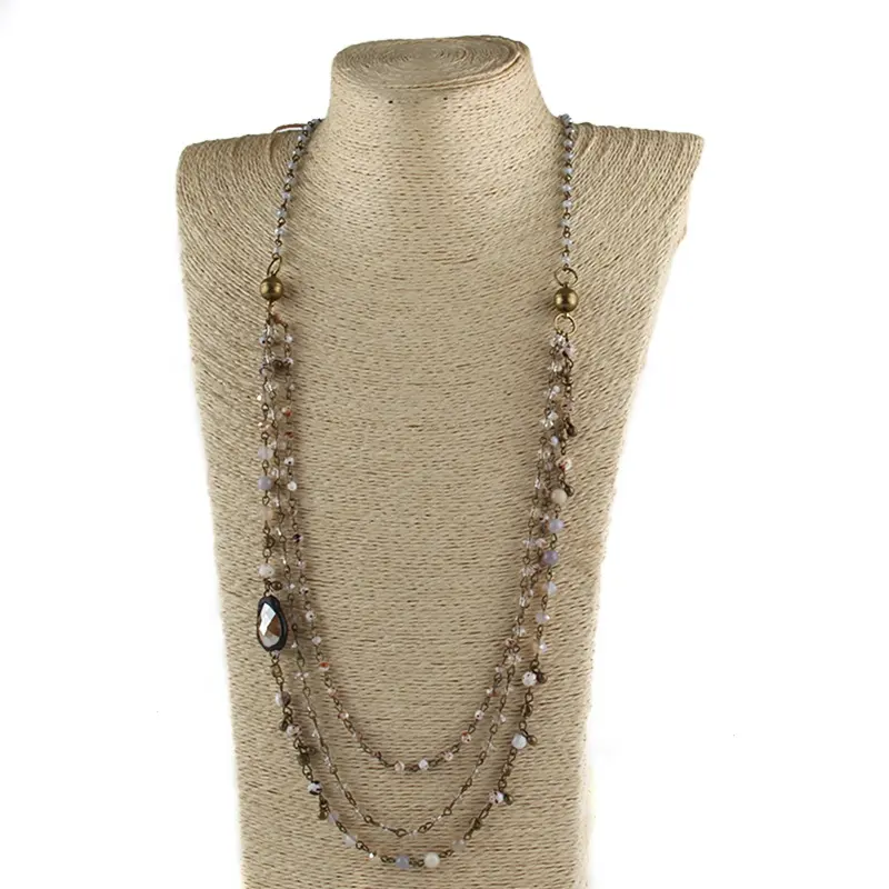 Nuovo accessorio per gioielli bohémien collana magnetica a 3 strati in vetro di cristallo di pietra naturale 4/6/8mm per gioielli Changlable da donna