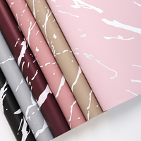 Papier d'emballage pour bouquet de fleurs en marbre de couleur unie double face de luxe, imperméable, BOPP, papier d'emballage cadeau, fournitures pour fleuristes