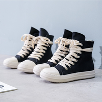 Chaussures décontractées unisexes US12 pour femme, baskets montantes en toile à plateforme et lacets, pour l'extérieur, collection 2025