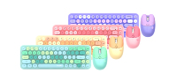 Set Kombo dan Mouse nirkabel 2.4G Keyboard mesin tik pabrik OEM kunci warna campuran Mini