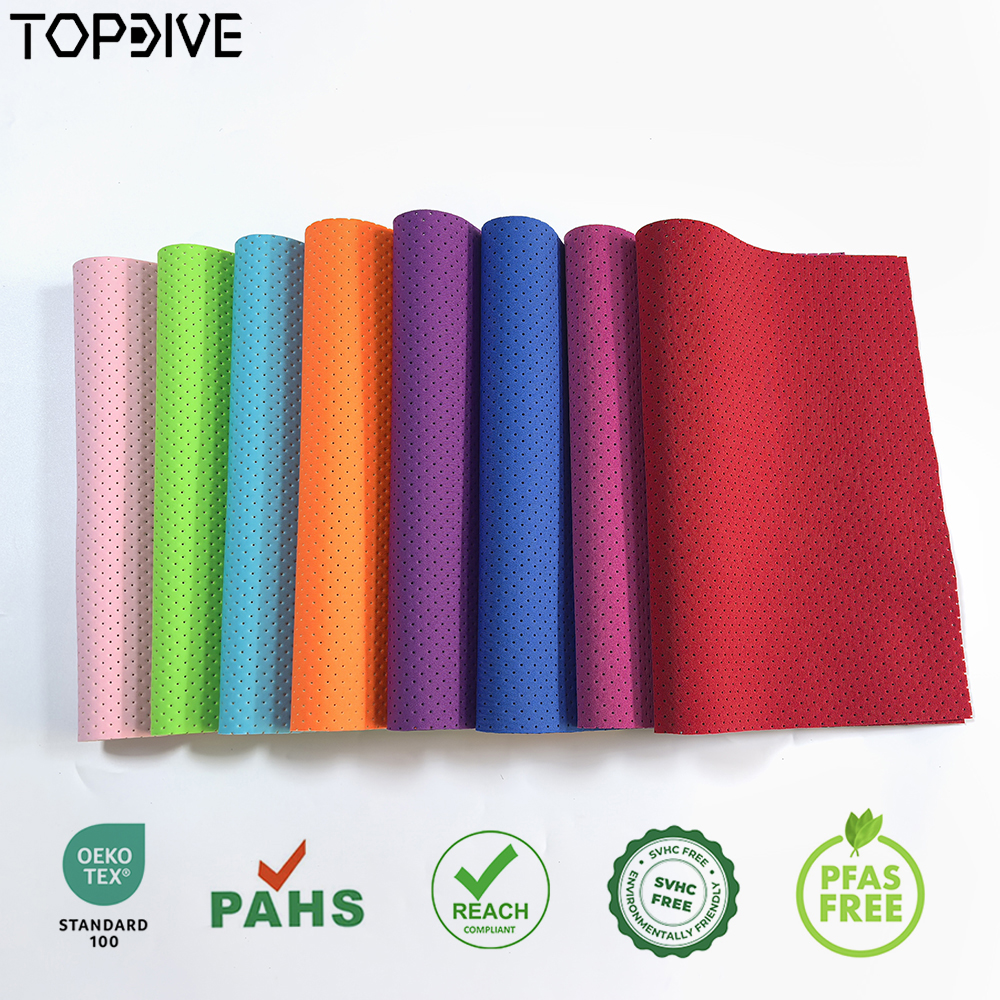 Free Sample Pouch Hole Neoprene Material Breathable Perforated 3MM 4MM Neoprene Fabric Roll for Beach Bag Protective Supports