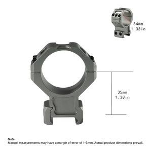 Anneaux de montage pour lunette BANGBANG en aluminium 34 mm, hauteur centrale 1,38 po pour montage sur rail de 20 mm, observation extérieure (gris) - Product Image 4