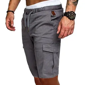 Atmungsaktive Herren Stretch Short Hose Straight Utility Short Pants Lässige einfarbige Cargo Shorts mit Taschen für Männer