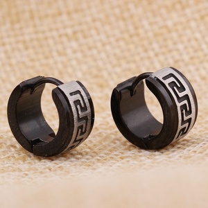 MECYLIFE-pendientes de aro de acero inoxidable con símbolo <span class=keywords><strong>griego</strong></span>, pendientes de aro con diseño de <span class=keywords><strong>gran</strong></span> pared cepillados - Product Image 5