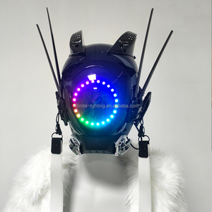 <span class=keywords><strong>CyberPunk</strong></span> Masque <span class=keywords><strong>Cosplay</strong></span> pour Homme, Lumière Ronde avec Tresses Masque <span class=keywords><strong>Cosplay</strong></span> Halloween Fit Party Music Festival Accessoires - Product Image 6