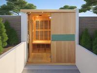 Sauna de jardin en pin massif pour 6 personnes, chauffage infrarouge lointain à faible EMF, sauna humide et sec pour hôtel et complexe hôtelier