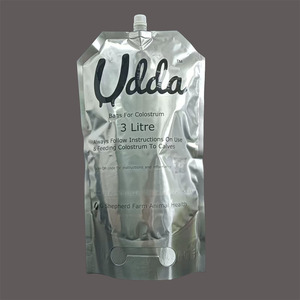 ถุงพลาสติกแบบมีพวยสำหรับนมเหลือง ขนาด 3 ลิตร ผลิตจากพลาสติก PE รีไซเคิลได้ พิมพ์ลายกราเวียร์ตามสั่ง - Product Image 1