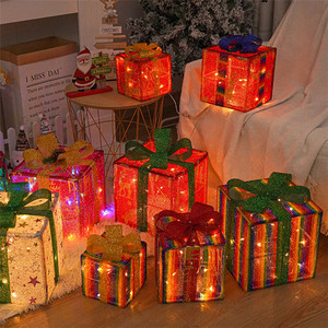 مجموعة من 3 Box هدية عيد الميلاد على شكل قوس ضوء Led عيد الميلاد ، أجواء حفلات غرف النوم والعطلات