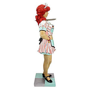 Polyresin/resina butler Statue Retro Rosie Diner Dame Che Serve Da Tavolo Statua, di Colore Completo - Product Image 5