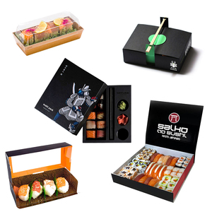 Customized Logo Printing Food Grade To Go Packaging Takeout Paper Box For Delivery Packing Sushi Takeaway Box