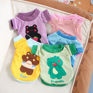 Sweat à capuche pour animaux de compagnie, imprimé animal mignon, tricot gaufré pour chiens et chats, vêtements de printemps et d'automne, design de dessin animé adorable, tissu en polyester doux - Product Image 3