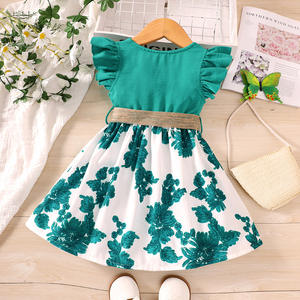 ชุดเดรสเจ้าหญิงแฟชั่นฤดูร้อนสำหรับเด็กผู้หญิง,ชุดเดรสเด็กแบบเย็บติดลายดอกไม้คอกลมแขนจับจีบชุดเดรสเด็กขายส่งปี2023 - Product Image 6