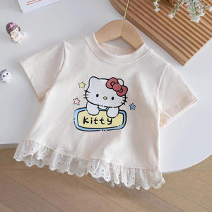 <span class=keywords><strong>T</strong></span>-<span class=keywords><strong>shirt</strong></span> à manches courtes pour filles, avec nœud en dentelle, nouvelle collection é<span class=keywords><strong>t</strong></span>é, style doux, tendance, mignon et élégant, vente en gros - Product Image 2