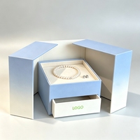 Boîte de rangement de bijoux de luxe avec fenêtre transparente, couvercle rabattable, tiroirs séparateurs, emballage personnalisé avec logo