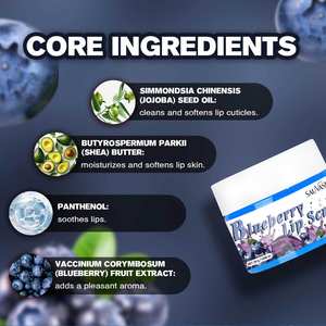 Vente flash : Gommage exfoliant et hydratant pour lèvres foncées à la myrtille bleue naturelle, marque propre - Product Image 3